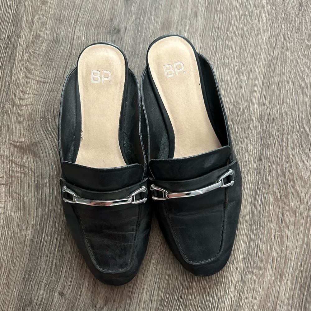 BP Black Leather Mules